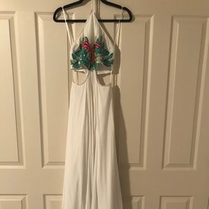Mara Hoffman Leaf Embroidery Halter Maxi Dress
